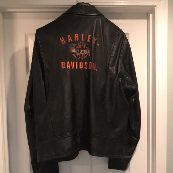 HARLEY-DAVIDSON BLACK LEATHER MID-WEIGHT JACKET XL ZIP FRONT W/HD HANGER - Picture 3 of 16